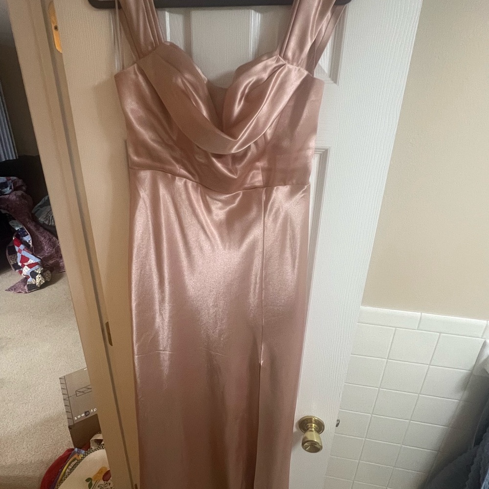 Birdy Grey Rose Gold Satin Maxi Dress